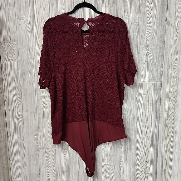 Torrid Cordovan Wine Lace Short Sleeve Bodsuit Womens Plus Size 4x NWT - Picture 4 of 11